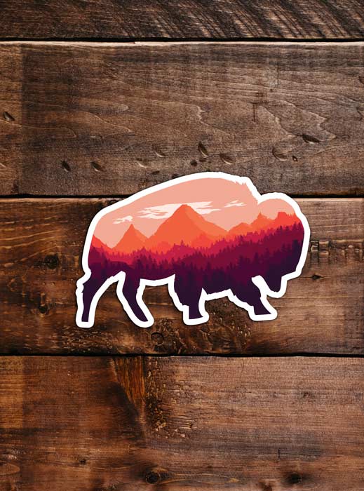 Bison Sticker, waterproof vinyl for Laptop, Car Window, cooler, bumper and water bottle.