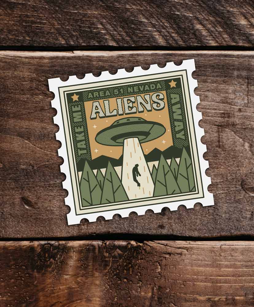 Aliens Stamp Sticker