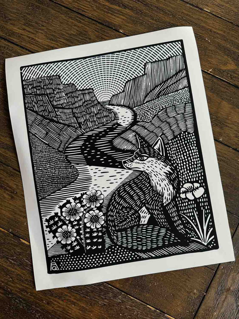 Grand Canyon  linocut print