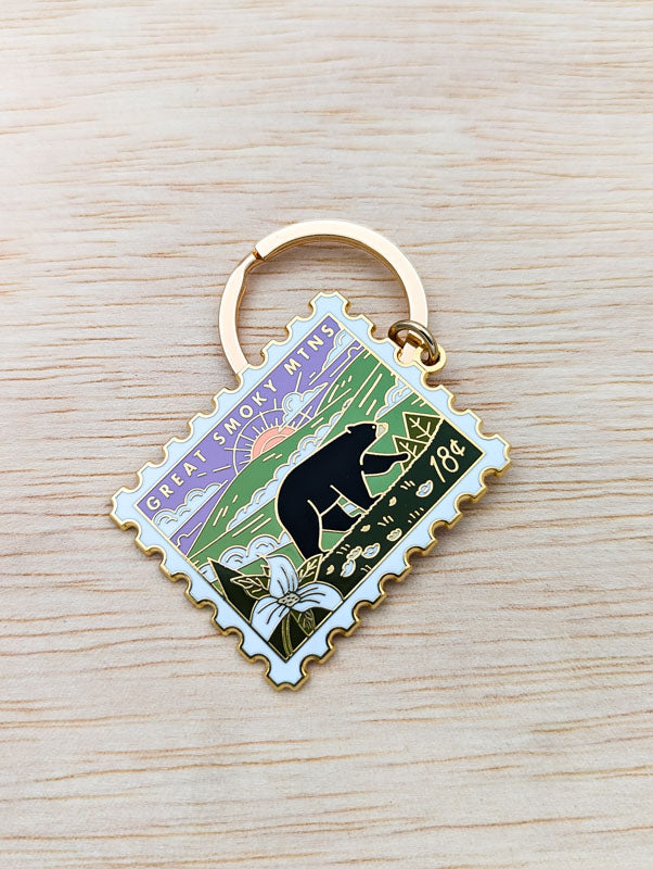 Great Smoky Mountains National Park Stamp Enamel Keychain