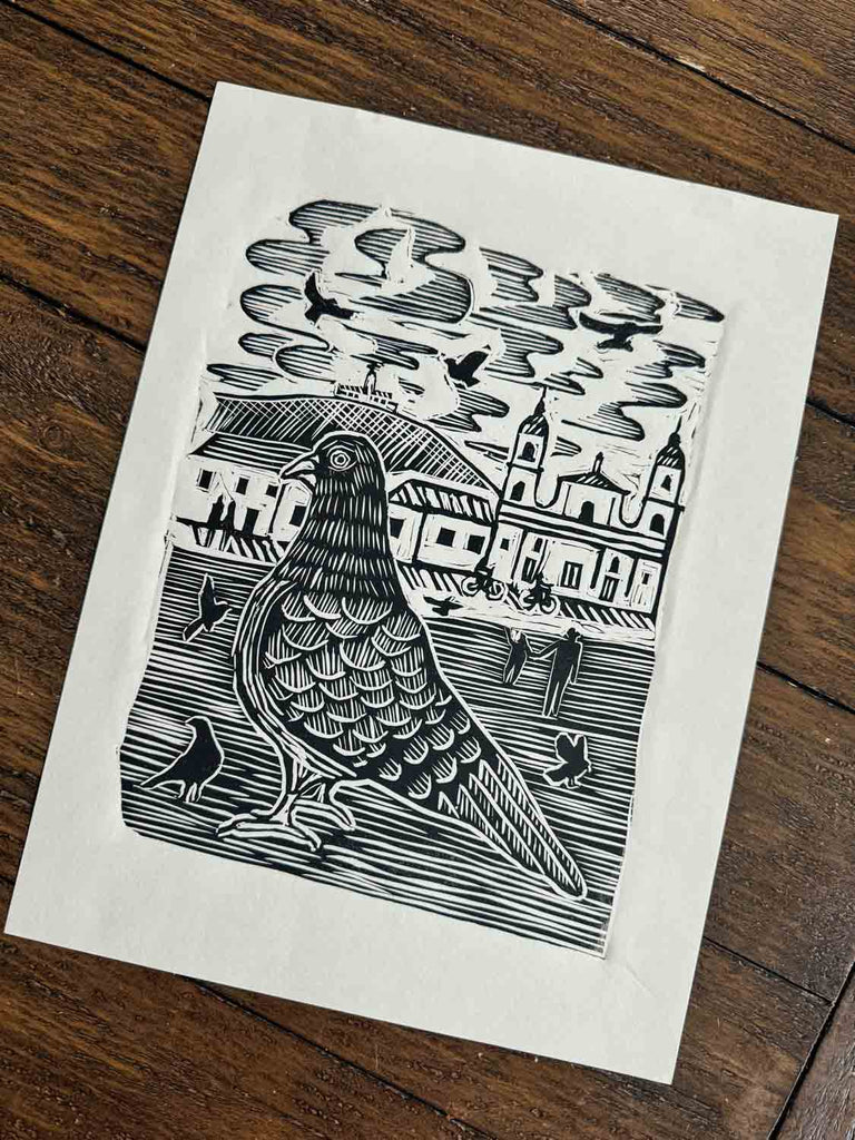 Paloma linocut print