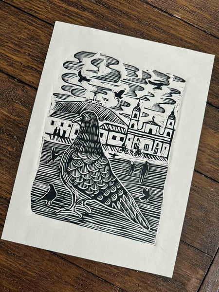 Paloma linocut print