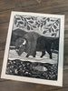 Yellowstone linocut print