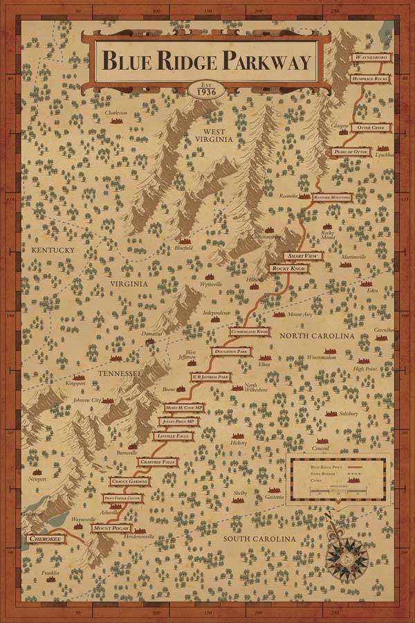 Blue Ridge Parkway Map – thelonebison