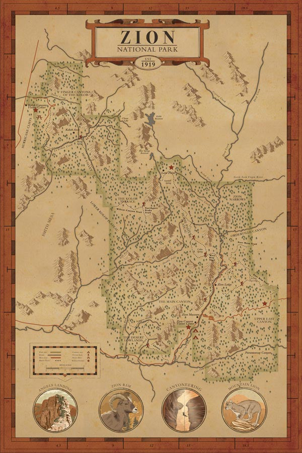 Zion National Park Map Print